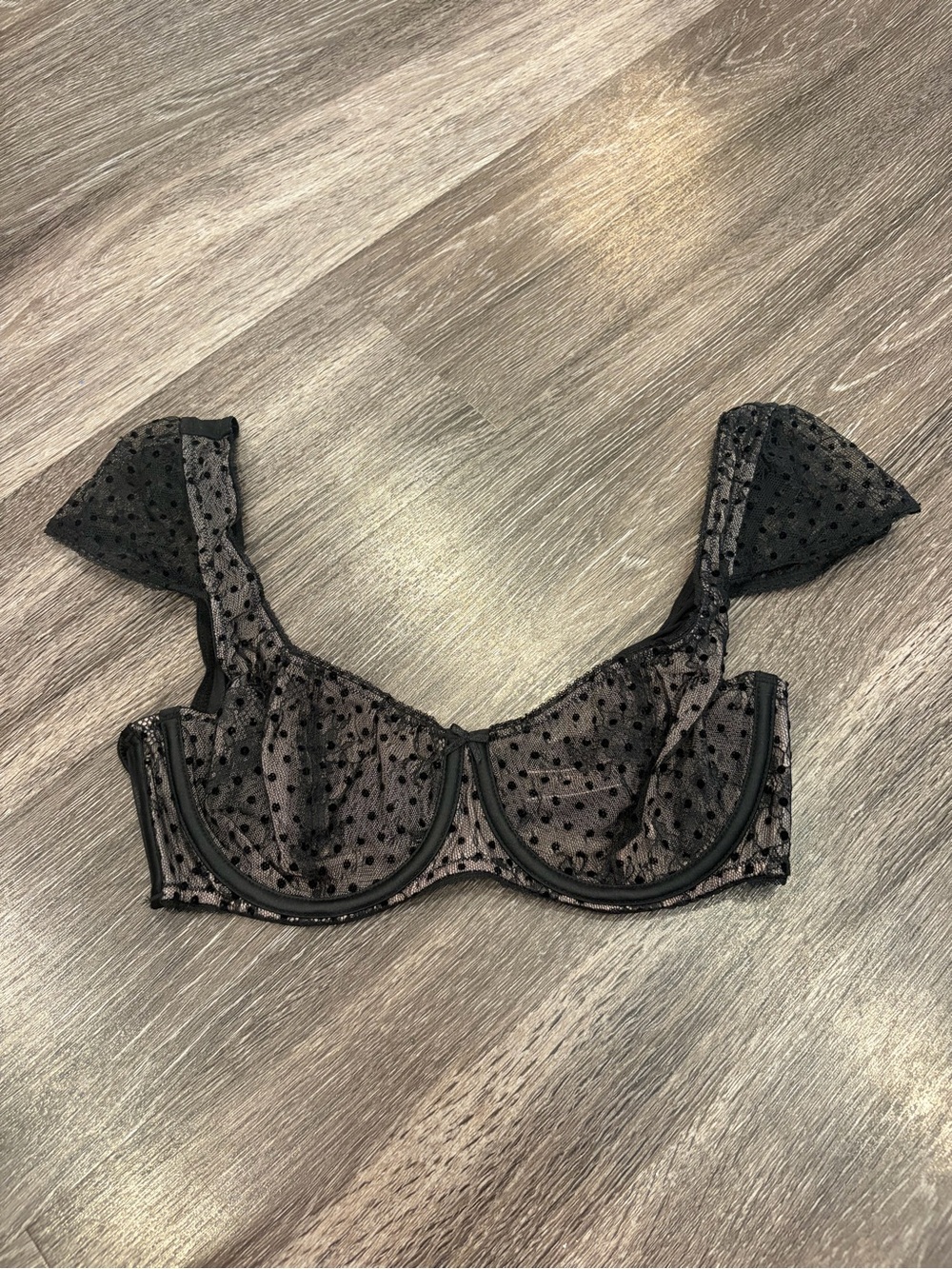 Sheer Black Polka Dot Underwire Bra – Women Intimates